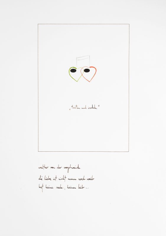 Lothar Bührmann, Cartoons opera I, Tristan und Isolde, Karton 42x30cm, 2014